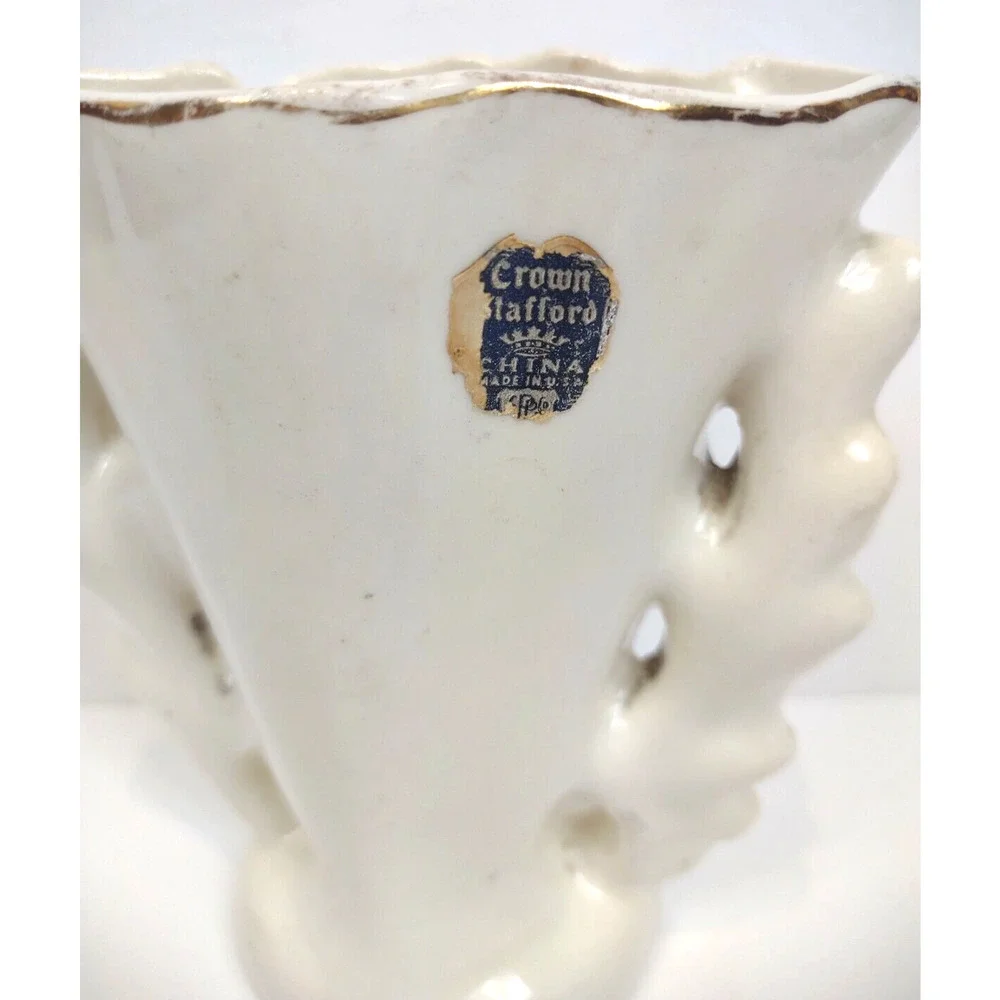 Vintage Staffordshire Style Rose Vase Crown Stafford China 5.5” Tall
